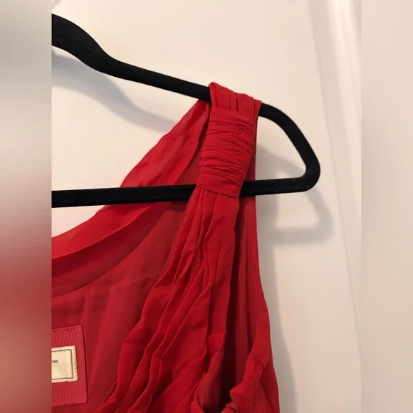 Moulinette Soeurs Gracia Dress Size 8 Red Silk Chiffon Anthropologie - Picture 6 of 10